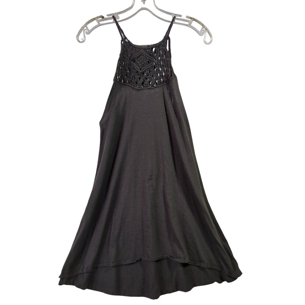 Billabong Mini Dress Cover Up Womens XS Crochet Knit‎ Dark Gray Beach Casual